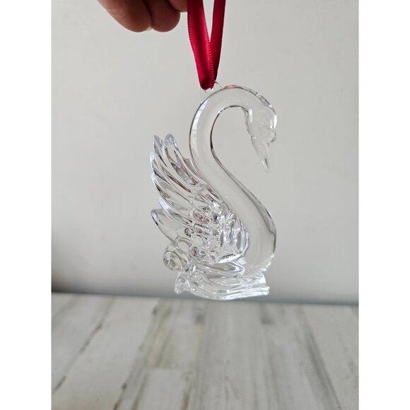Waterford Crystal 7 swan bird ornament 12 days swimming Xmas tree - Picture 3 of 7